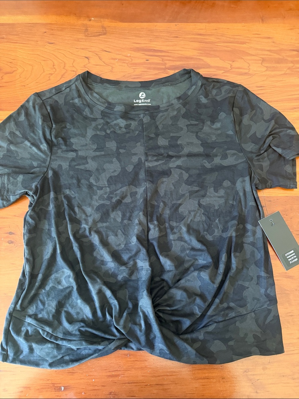 Legend Men's Black Camo Short-Sleeve Twist Front Tee